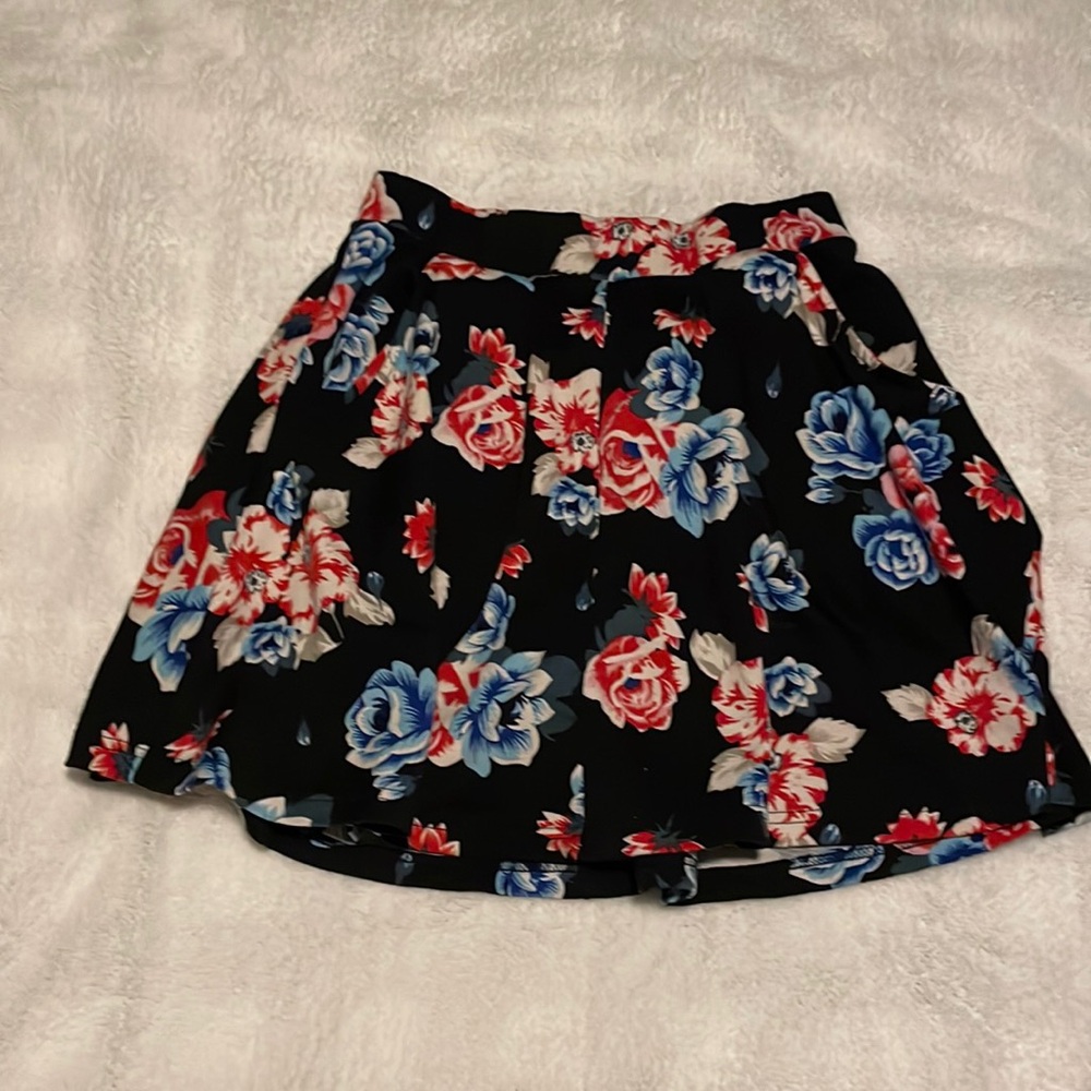 Women's Black and Floral Skirt